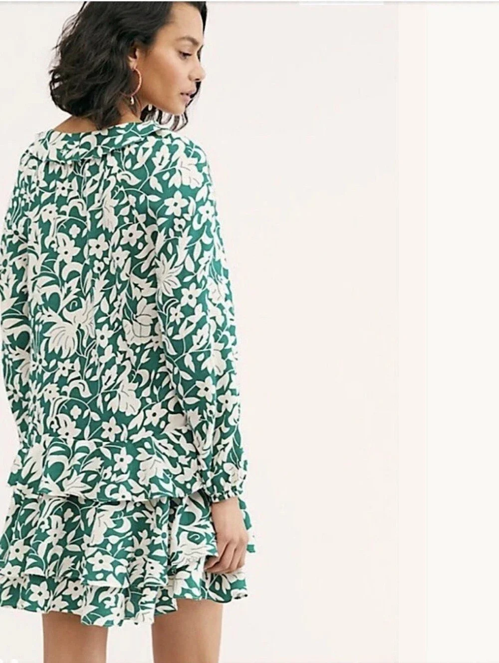 Free People Rebecka Floral Ruffled Dress Emerald Green Small XS $128